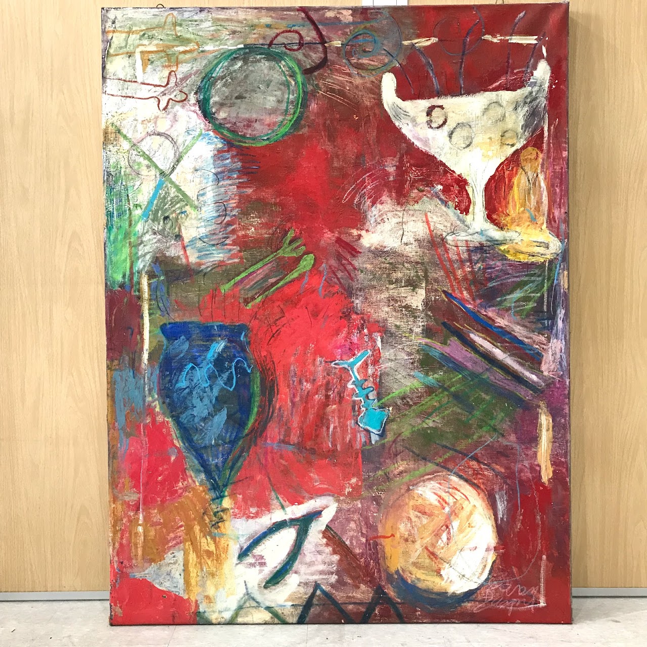 Signed Abstract Mixed Media Painting