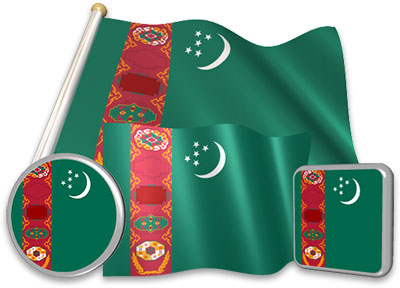 Turkmen flag animated gif collection