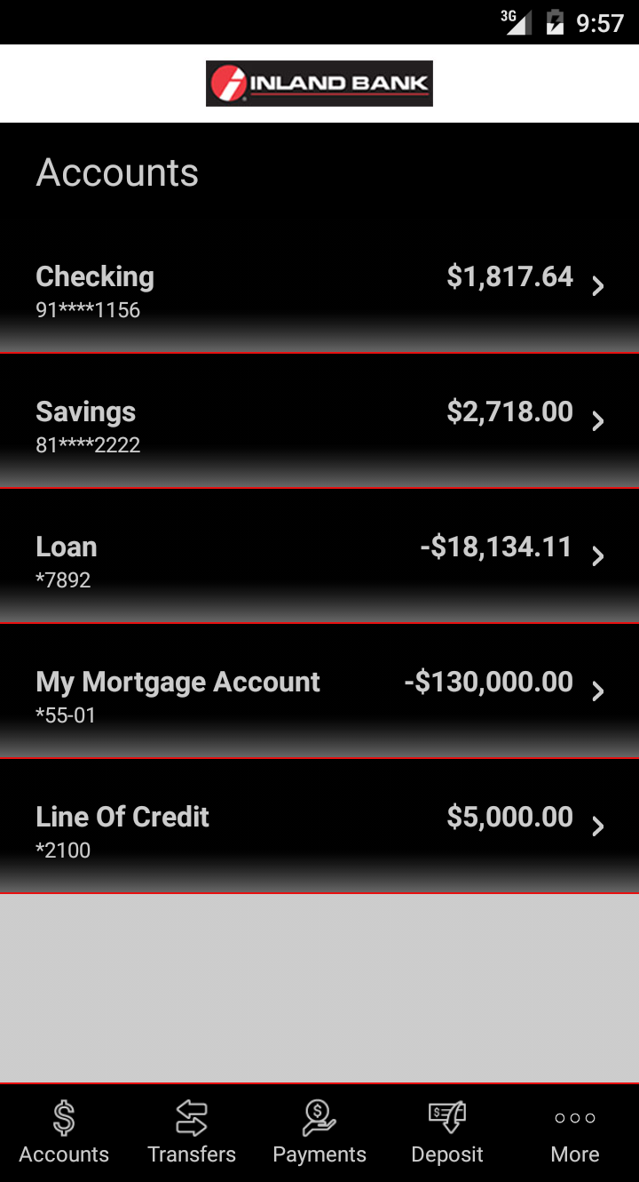 Inland Bank Mobile Banking Screen 3
