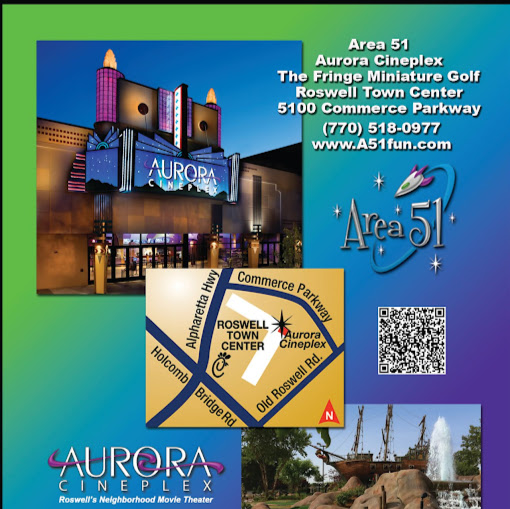 Area 51 - Aurora Cineplex and The Fringe Miniature Golf logo