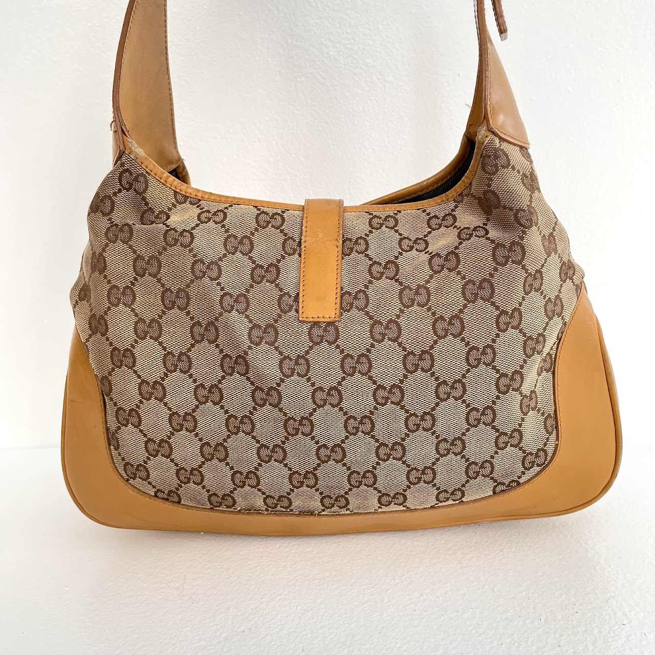 Vintage Gucci Monogram Tan Hobo Bag