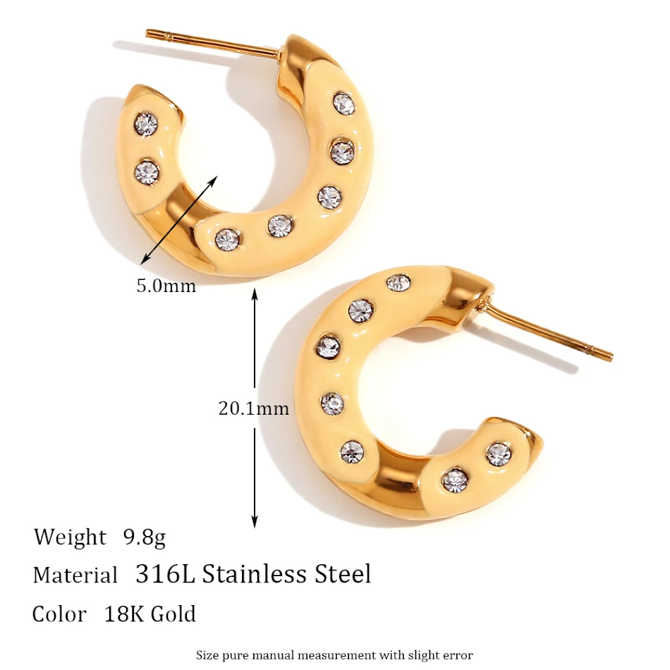 Boucles d'oreilles donut plaqué or 18K en acier inoxydable, tendance européenne et américaine. Bijoux parfaits pour un look de blogueuse mode.