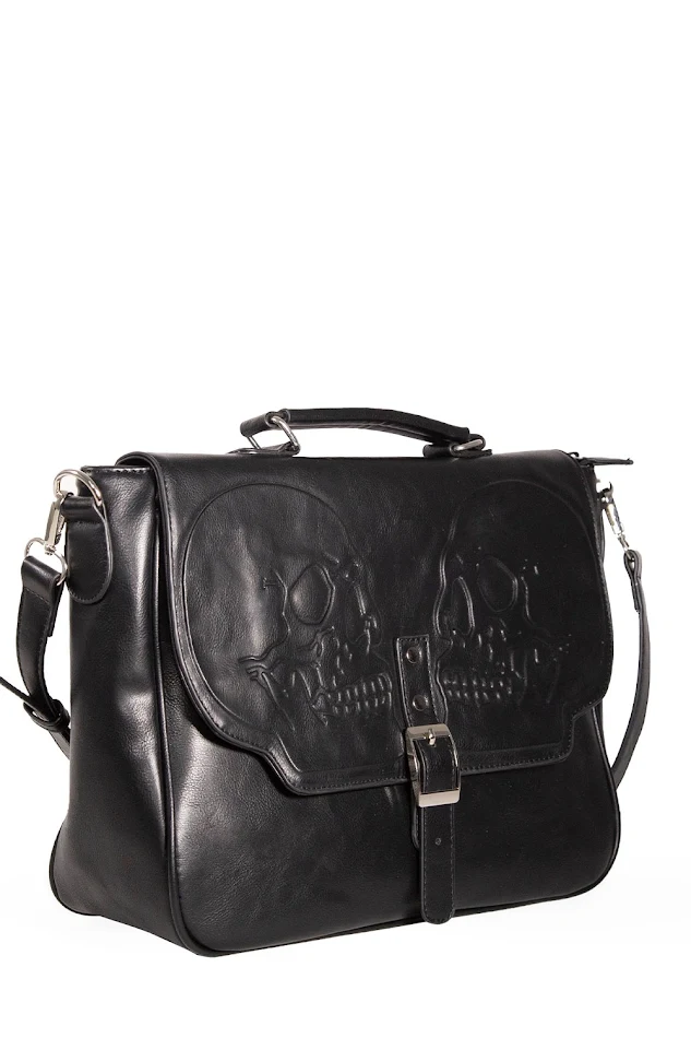Bolso bandolera gótico punk con calavera para un hombro, estilo cruzado, perfecto para looks rebeldes y audaces, ideal para llevar lo esencial.