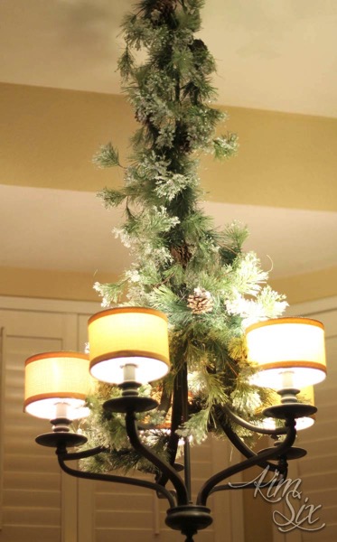 Sparkling Christmas Garland on Chandelier