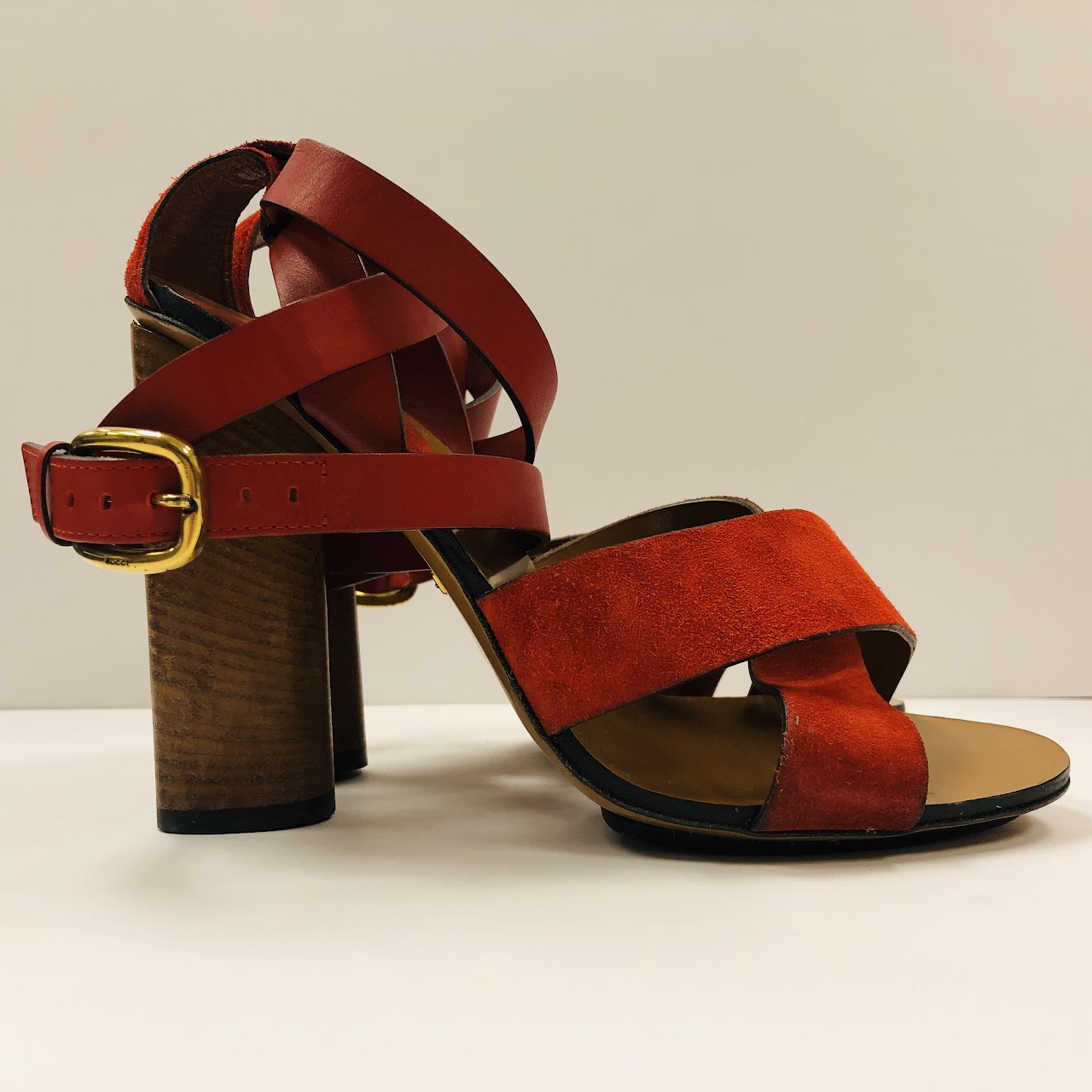 Gucci Red Suede Sandals