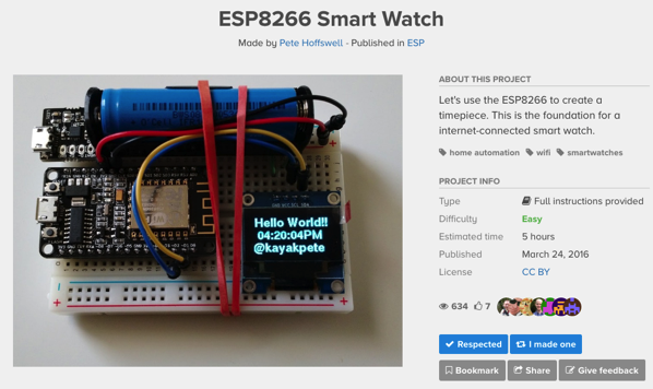 Project: ESP8266 Smart Watch Made by Pete Hoffswell