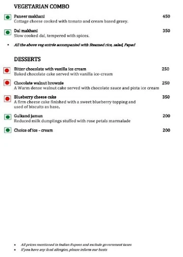 Upper Deck, Radisson Blu Resort menu 