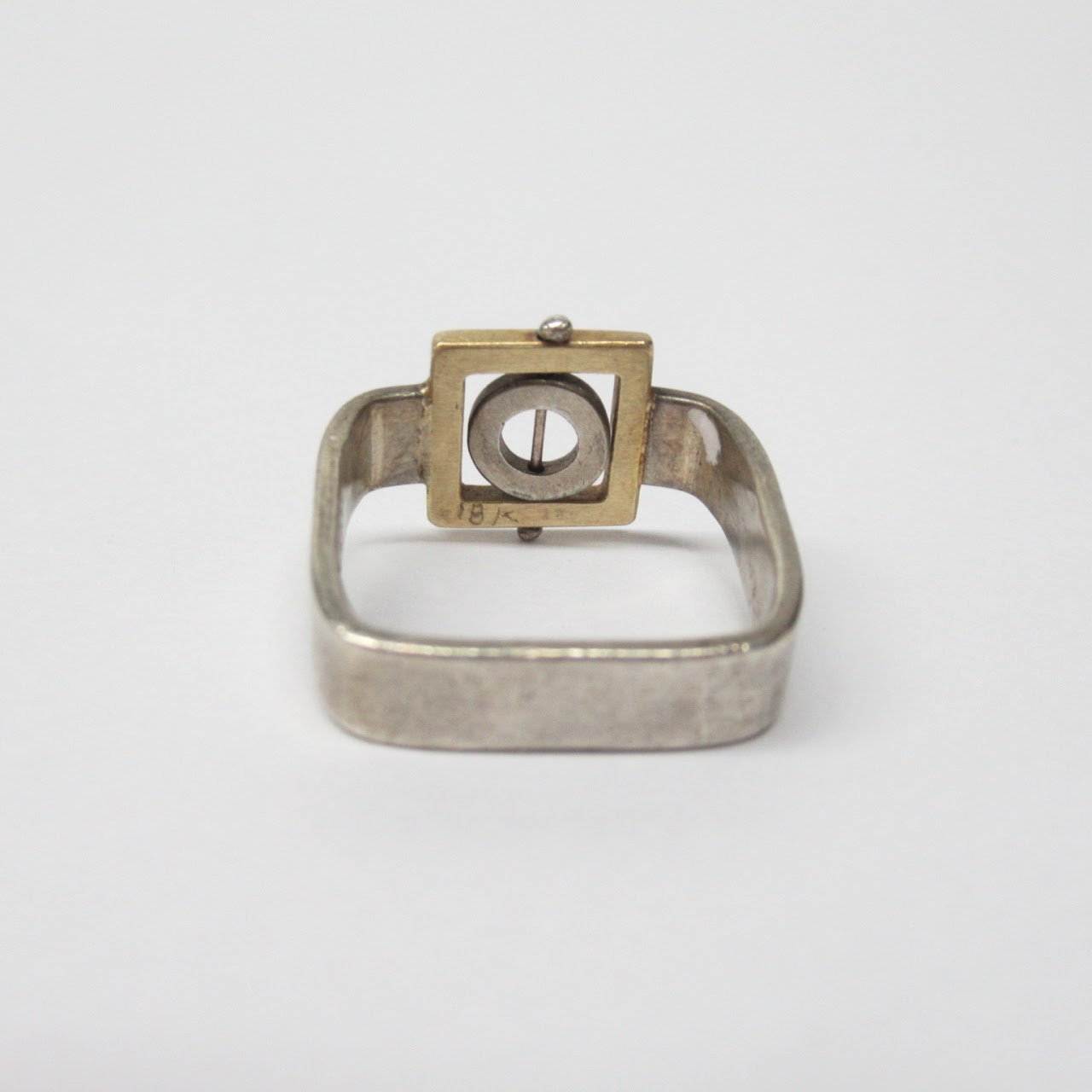 18K Gold & Sterling Geometric Ring