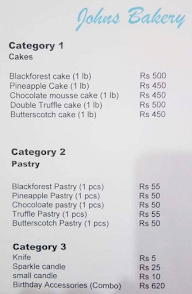 Johns Bakery menu 1