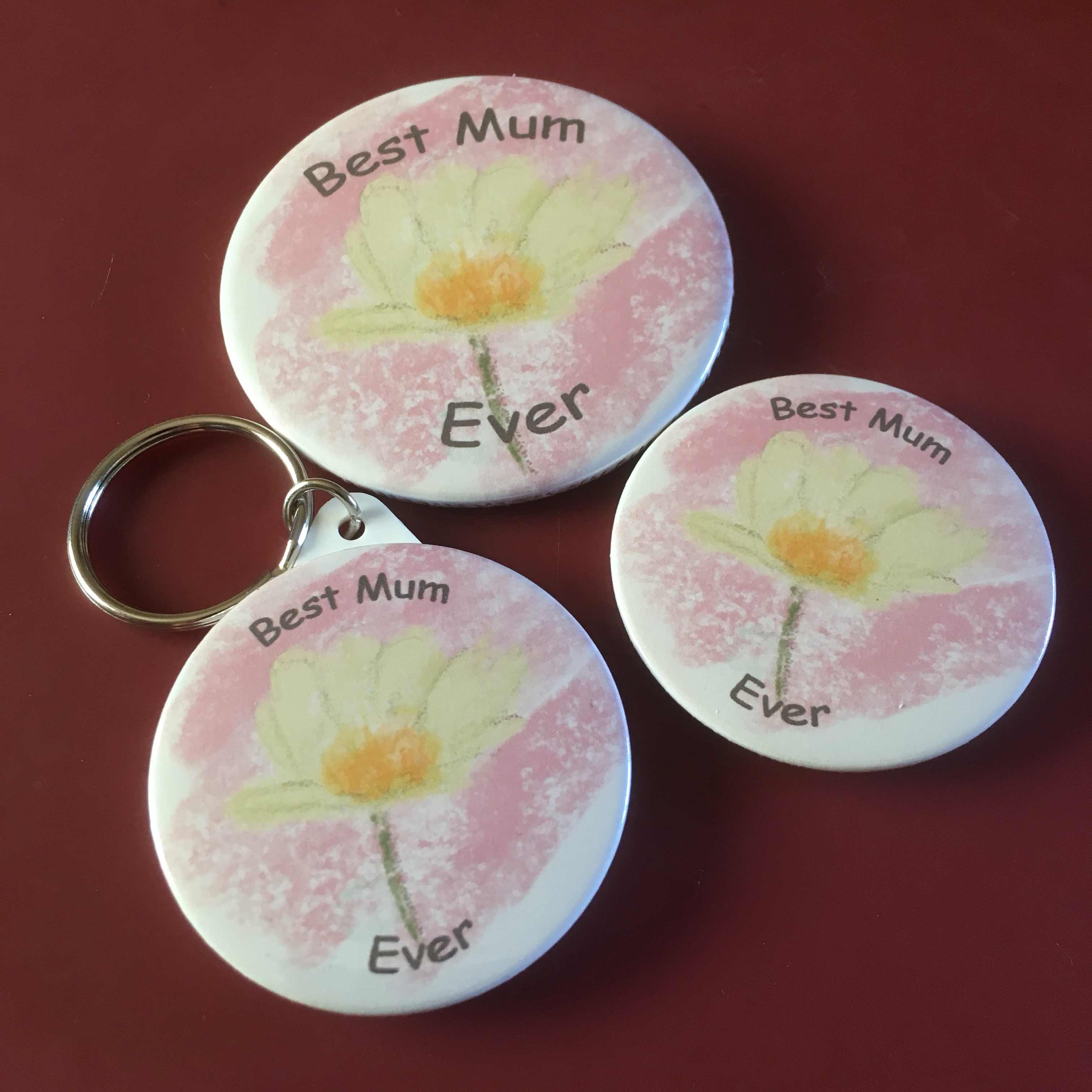 mothers day, best mum, badge, keyring