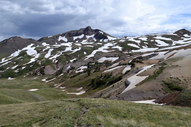 sand, snow drifts, trees, rocks