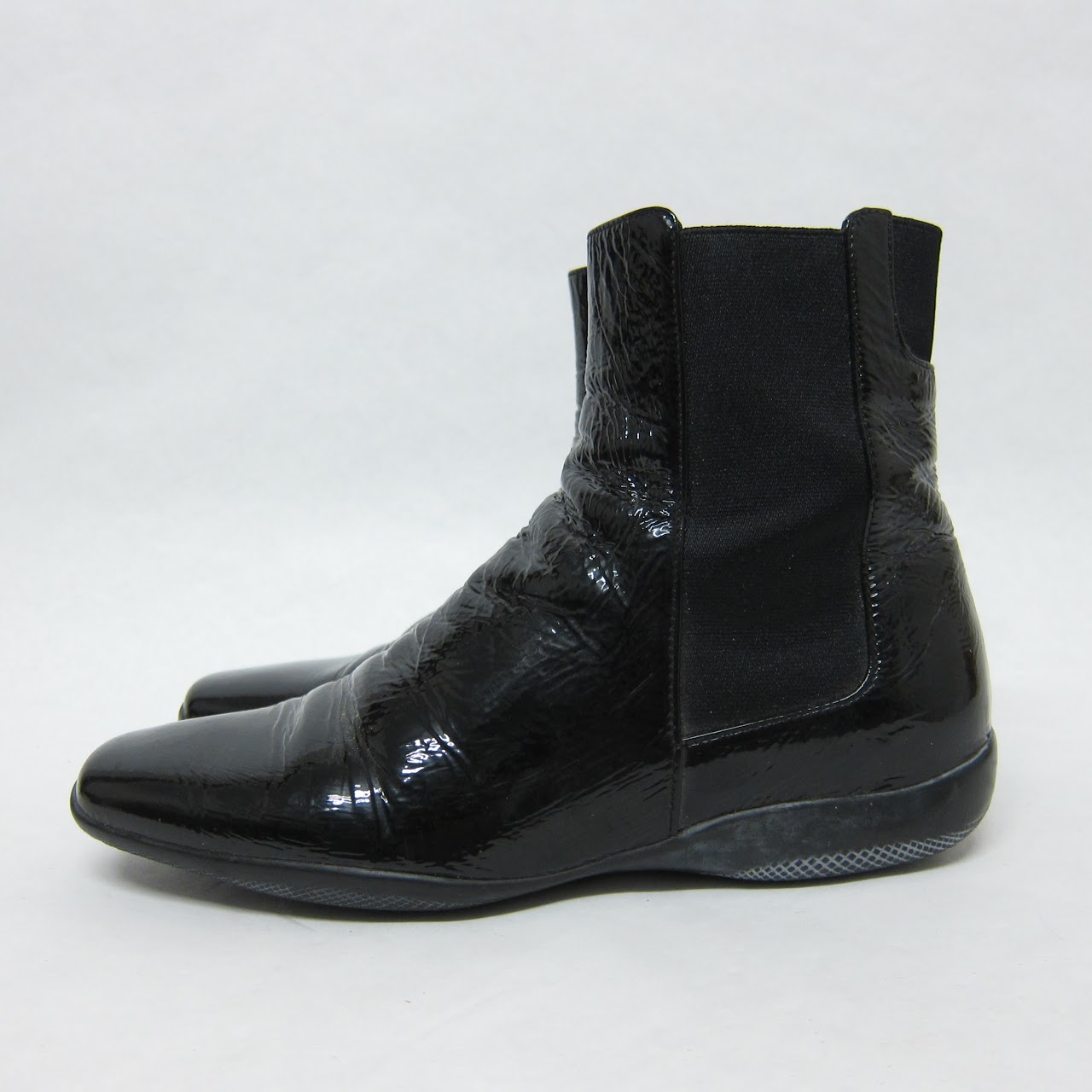 Prada Patent Leather Chelsea Boots