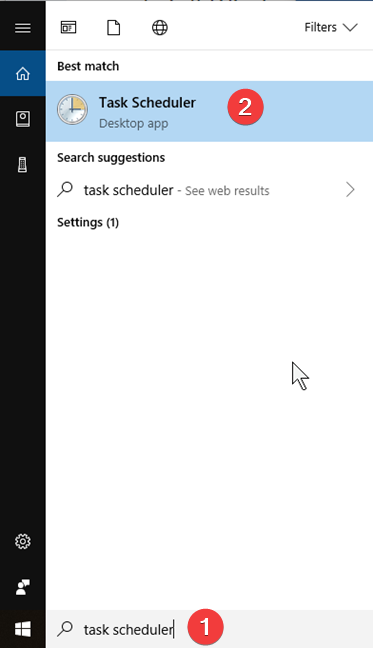 Rechercher le planificateur de tâches dans Windows