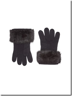Trussardi Jeans black knitted gloves with faux fur details