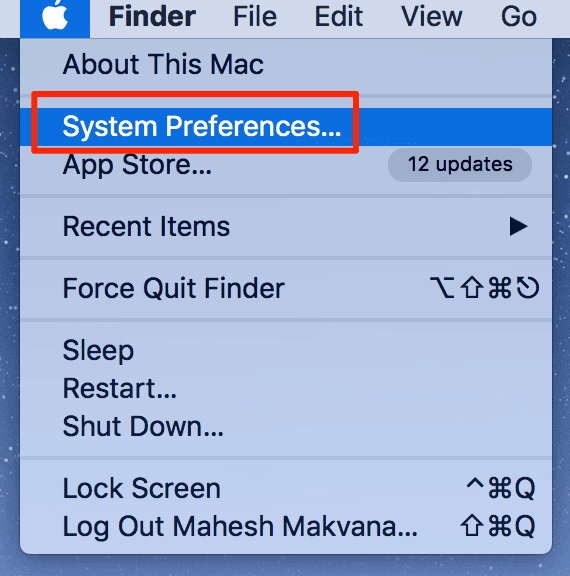 Preferenze di Sistema nel menu Apple
