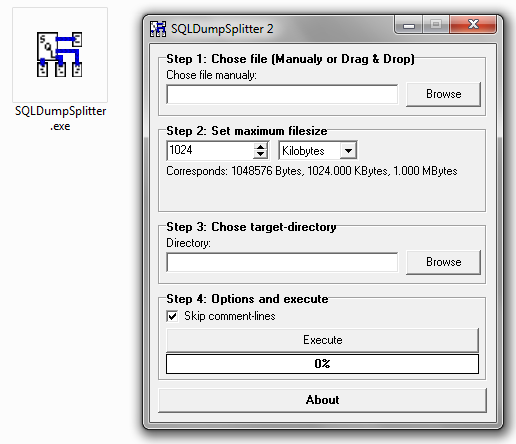 SQLDumpSplitter2 แบ่งไฟล์ sql ใหญ่ๆให้เล็กลงเพื่อการ Dump ข้อมุลโดยเฉพาะ