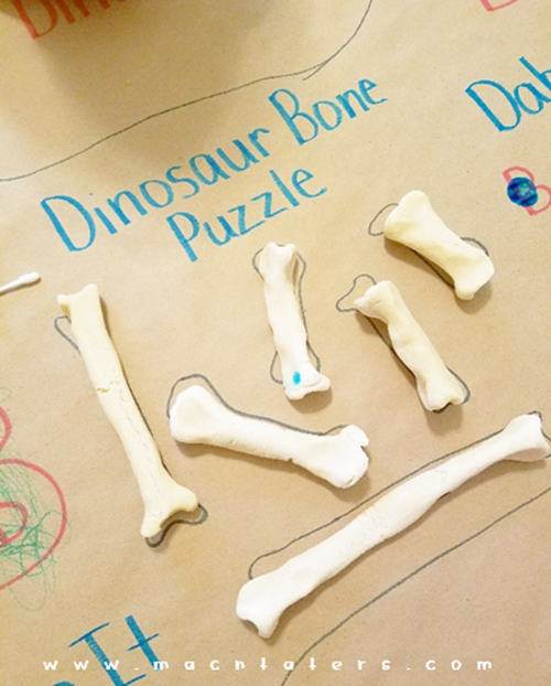 Salt Dough Dinosaur Bones Puzzle Match: Activity mat for Kids