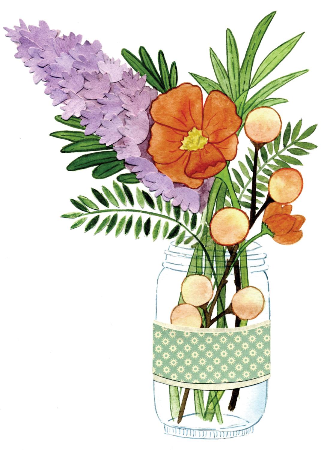 Mason Jar Floral Poppy Orange