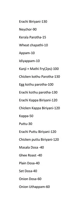 Kerala Panoor Restaurant menu 