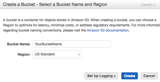 Create Amazon S3 bucket