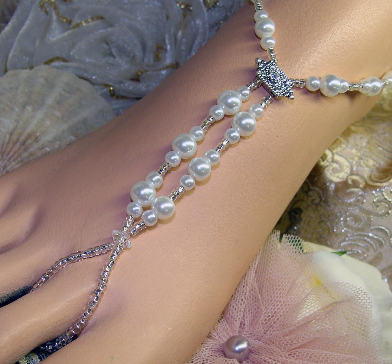 Fantasy Pearl Beach Wedding Barefoot Jewelry Sandals