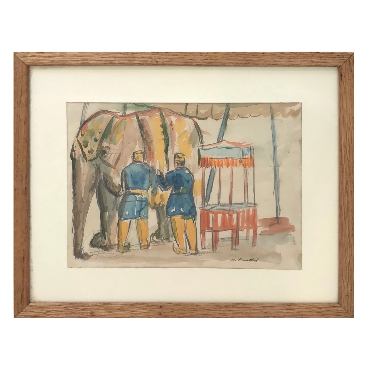 Martin Rosenthal Signed Circus Elephant Watercolor