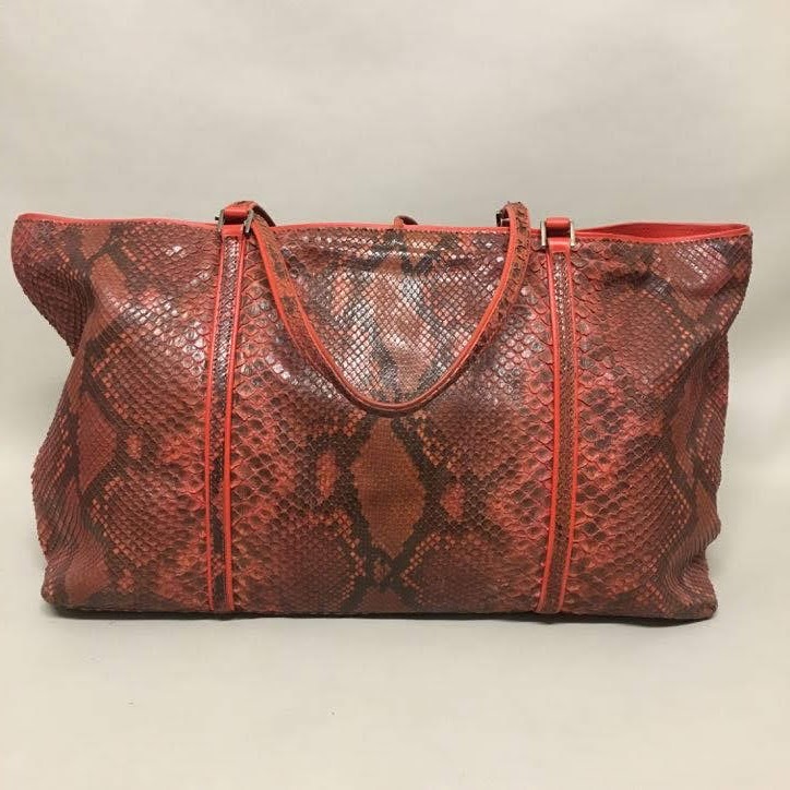 Lambertson Truex Red Snakeskin Tote