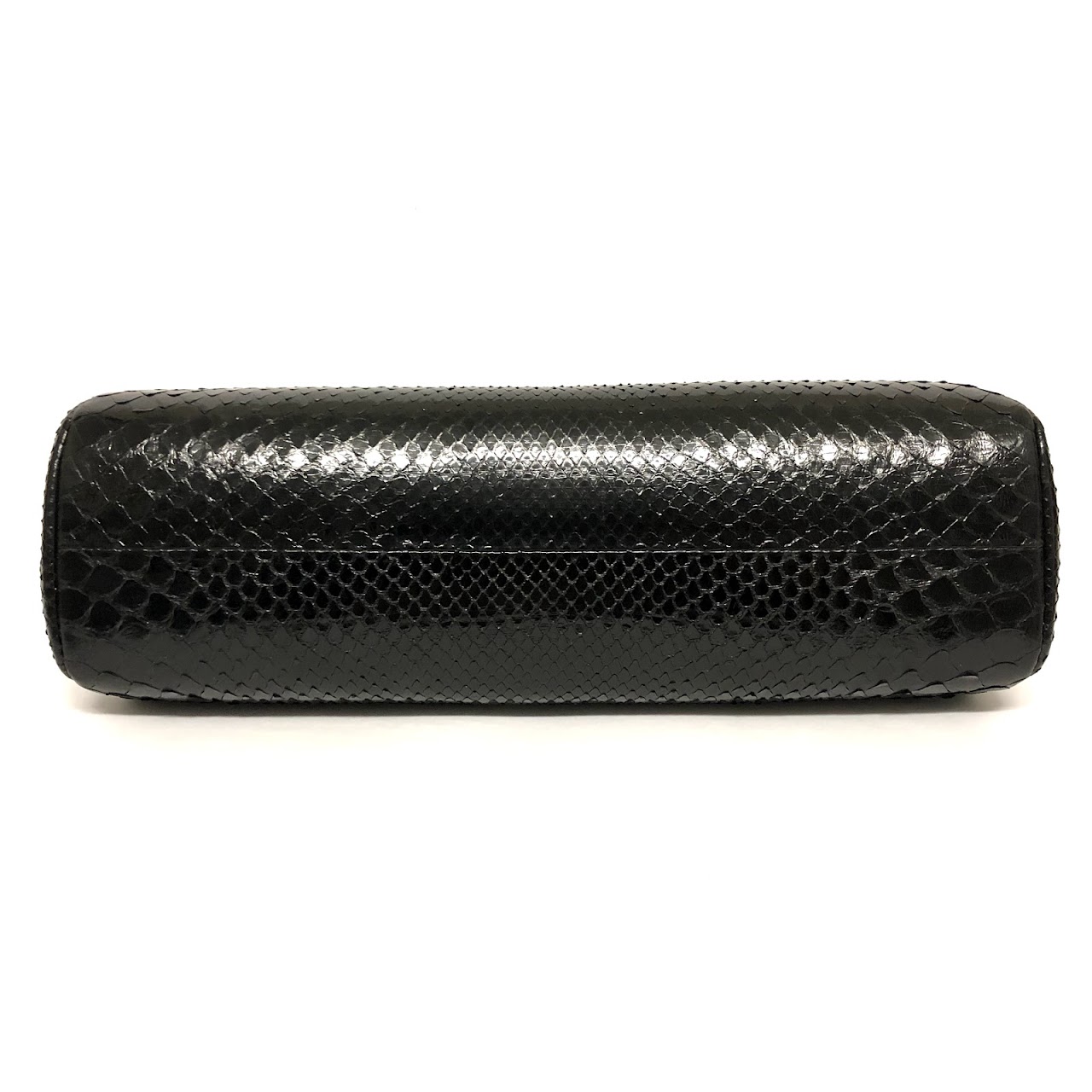 Alexandra Clancy NEW Black Python Clutch