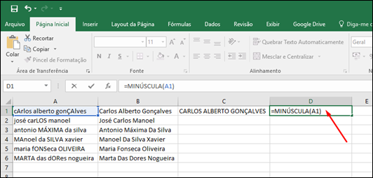 Excel - Como alterar o texto para maiúsculas, minúsculas ou primeira letra em maiúscula - Visual Dicas