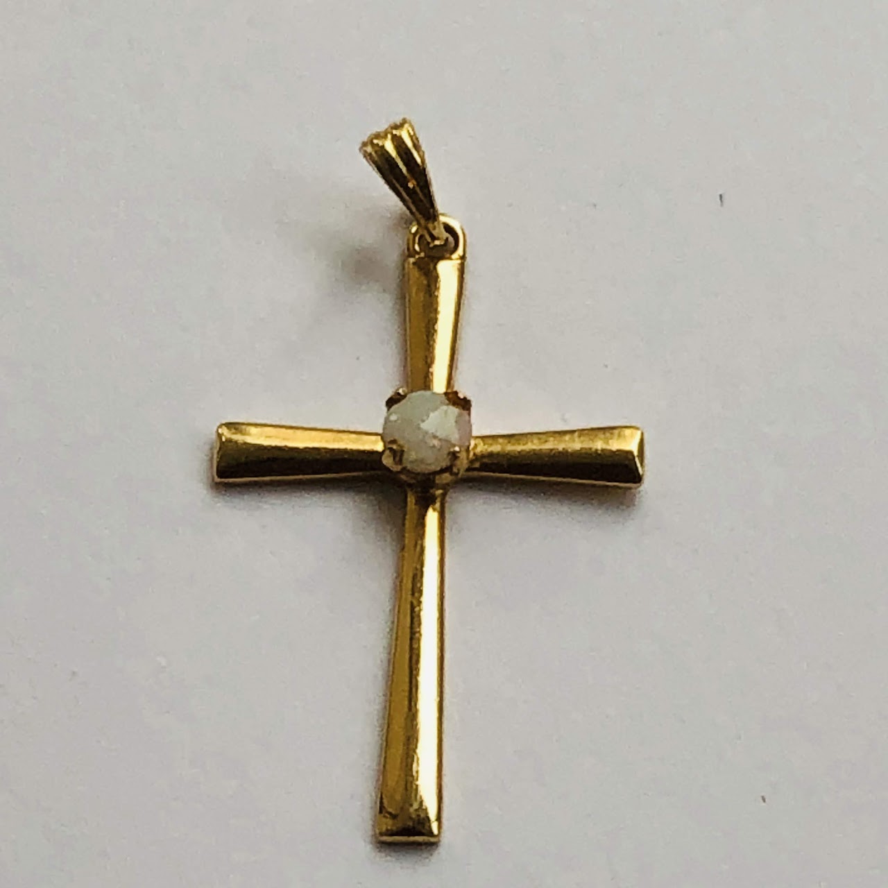 14K Gold and Opal Cross Pendant