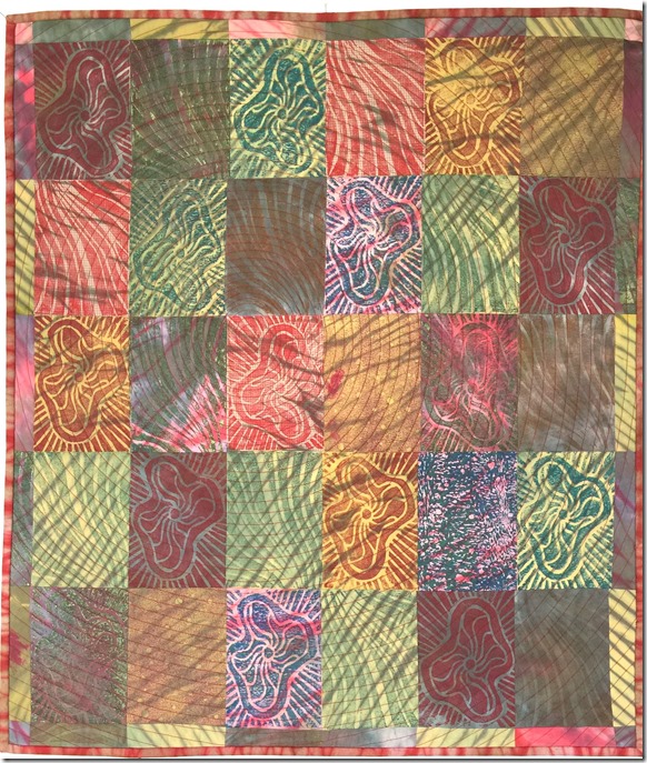 block print quilt finished