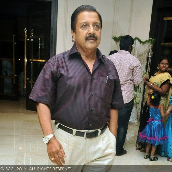 Shivakumar arrives for the wedding reception party of T Rajendar's daughter Elakkiya with Abhilash, held at The Leela Palace in Chennai.