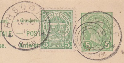 Arsdorf Adolphe 5c Reply card 1916 use