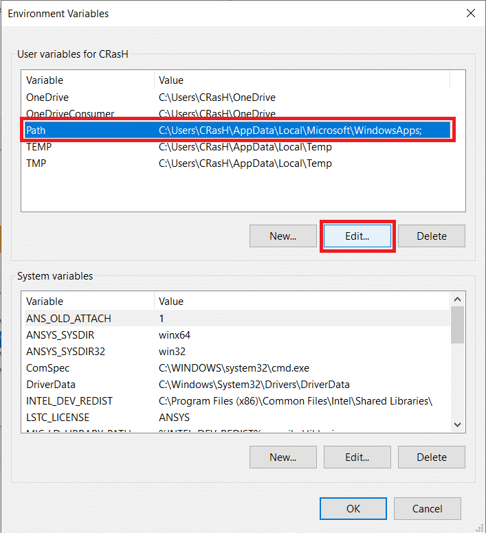 [username]에 대한 사용자 변수 열에서 '경로'를 마우스 왼쪽 버튼으로 클릭하여 선택합니다.  게시물 선택, 편집 클릭