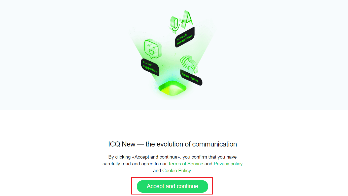 单击接受并继续。 如何永久删除您的 ICQ 帐户