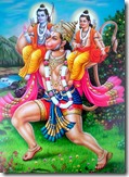 [Hanuman with Rama and Lakshmana]