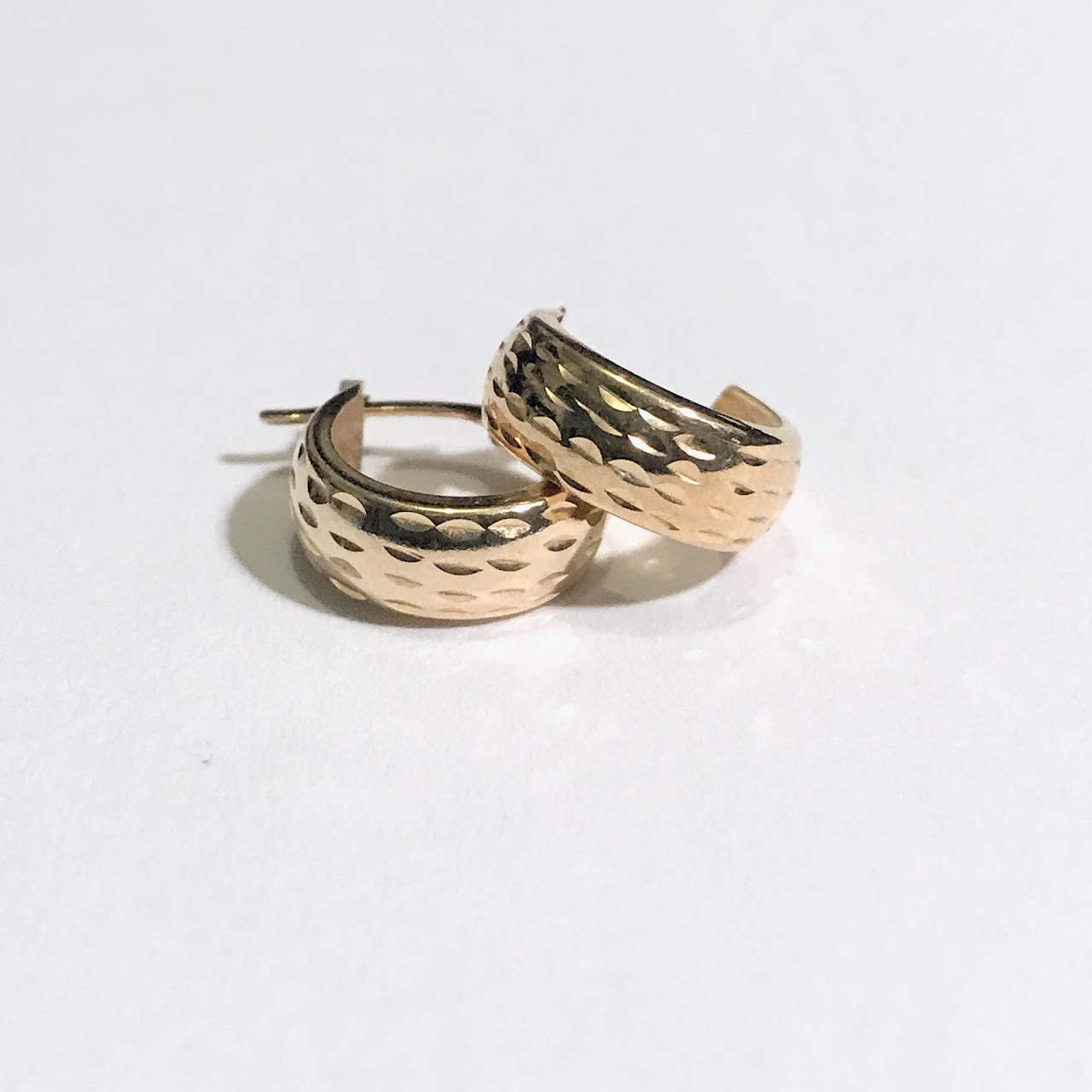 14K Gold Etched Hoop Earrings