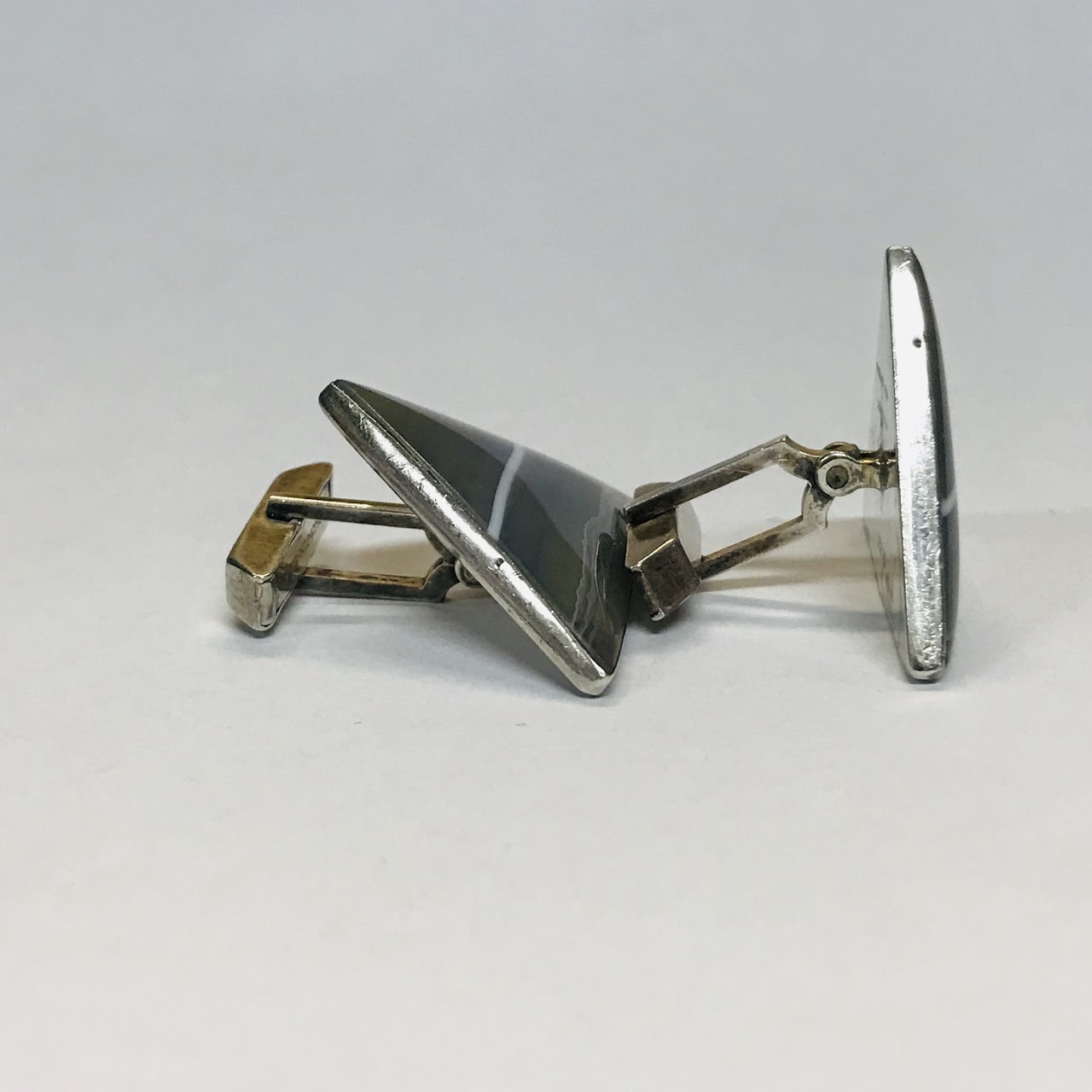 Sterling Silver and Agate Vintage Cufflinks