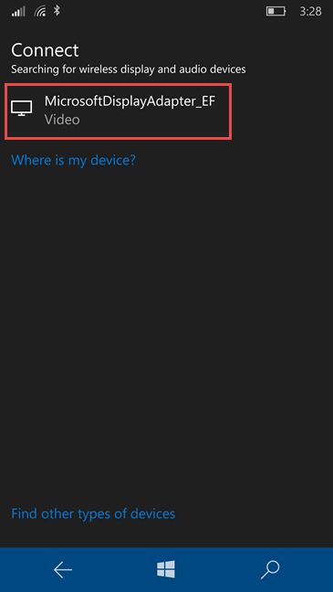 Miracast, โปรเจ็กต์, Windows 10 Mobile, ทีวี, จอภาพ, Microsoft Wireless Display Adapter