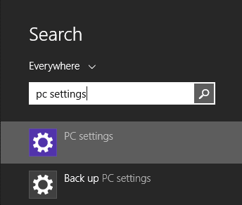 configuración de pc windows 8