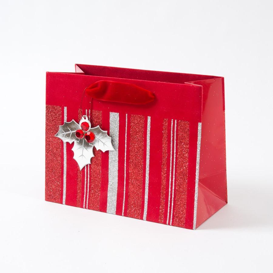 Red & Silver Stripes Gift Bag