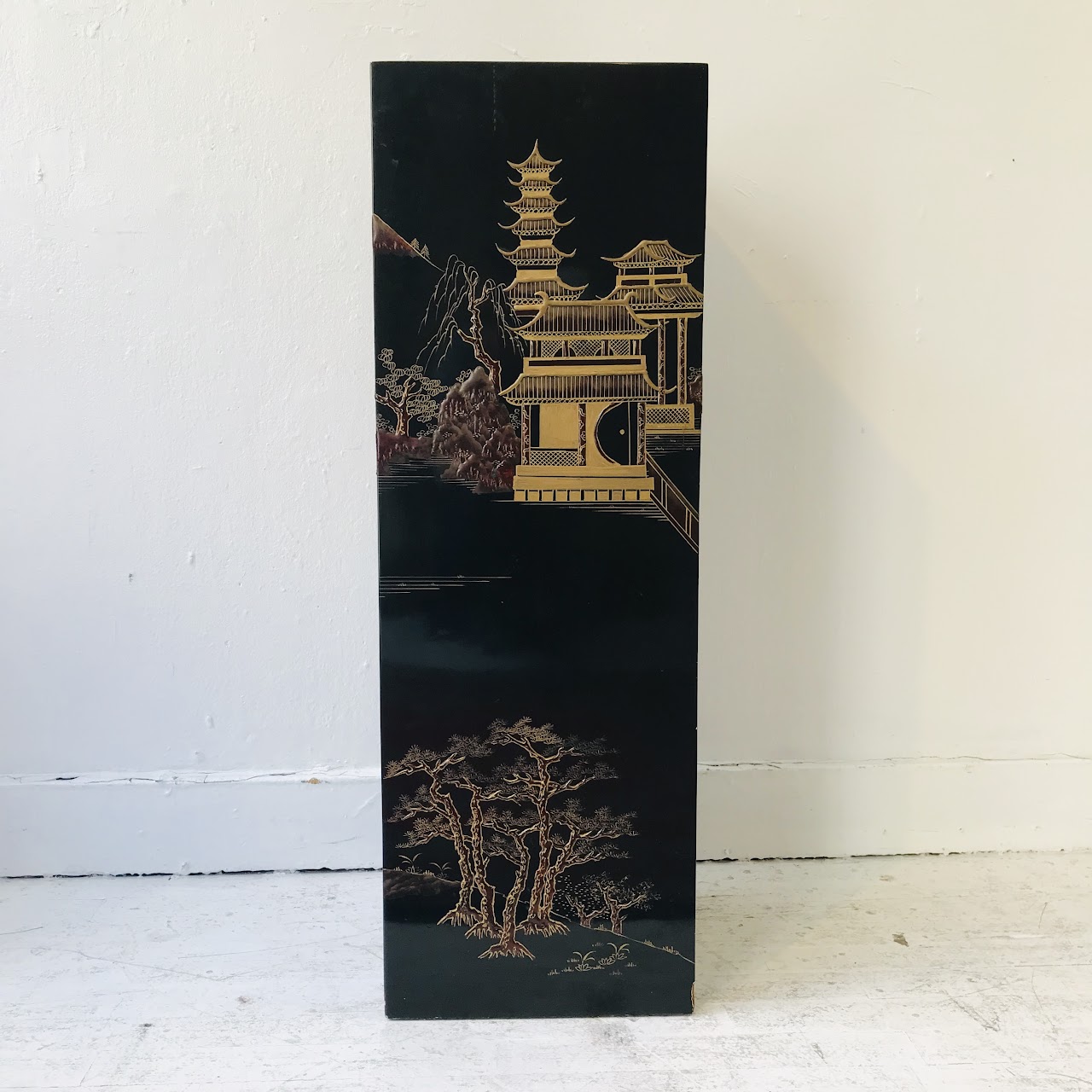 Lacquered Chinese Pedestal