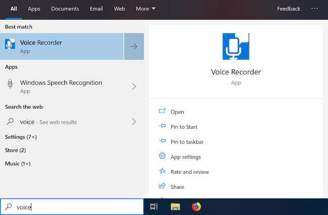 Search for the Voice Recorder app