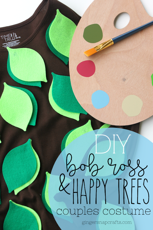 DIY Bob Ross and Happy Trees Couples Costume at GingerSnapCrafts.com #halloween #costume #cricut #cricutmade