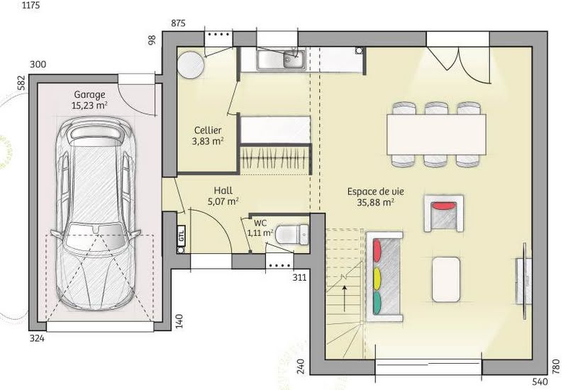  Vente Terrain + Maison - Terrain : 720m² - Maison : 90m² à Mesnières-en-Bray (76270) 