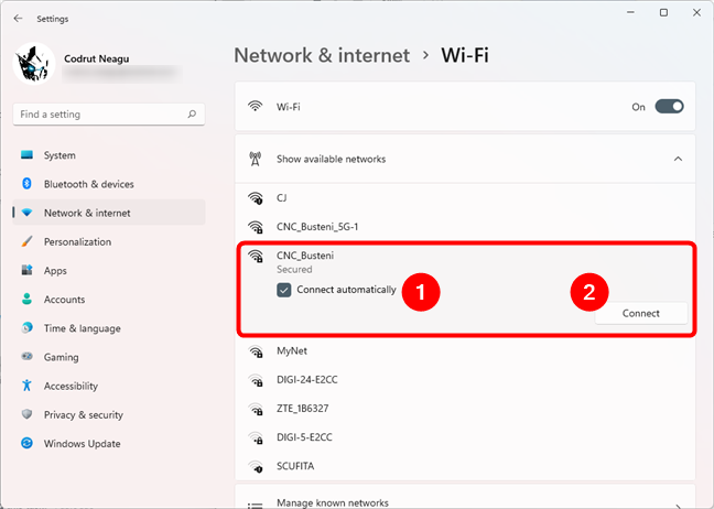 Sélection du réseau Wi-Fi auquel vous souhaitez vous connecter