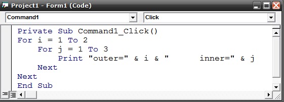 Visual Programming Nested Loop