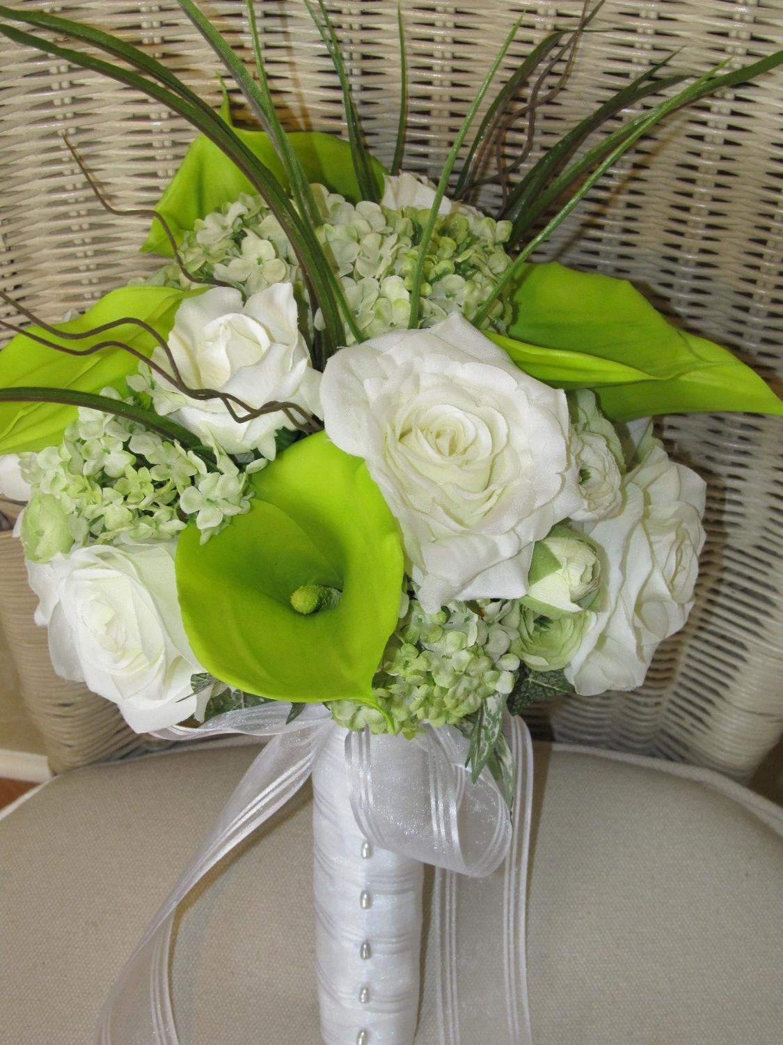 Bridal bouquet in green calla