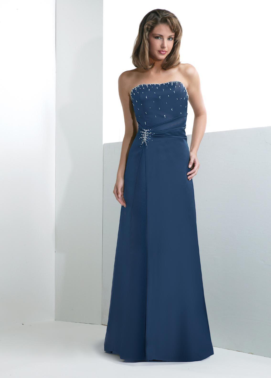 A-Line Strapless Floor Length