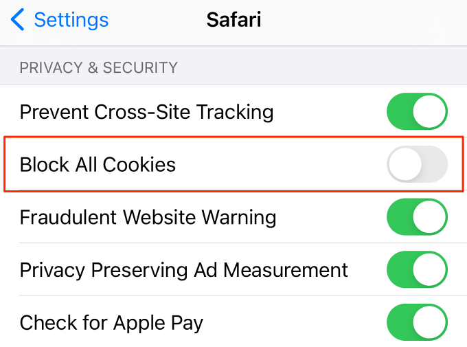 Habilitar cookies safari